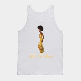 Still I’ll rise -light - black girl with Afro hair, shimmering gold dress and dark brown skin side profile. Tank Top